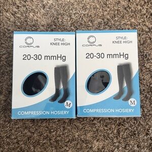 CORPUS 20-30 mmHg Closed Toe Knee High Compression Socks Black M